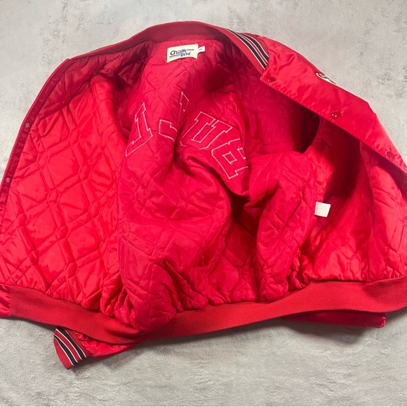 Rare 80’s 90’s Vintage Chicago Bulls Chalk Line Satin Jacket Size XXL Spellout🔥 - Picture 6 of 6